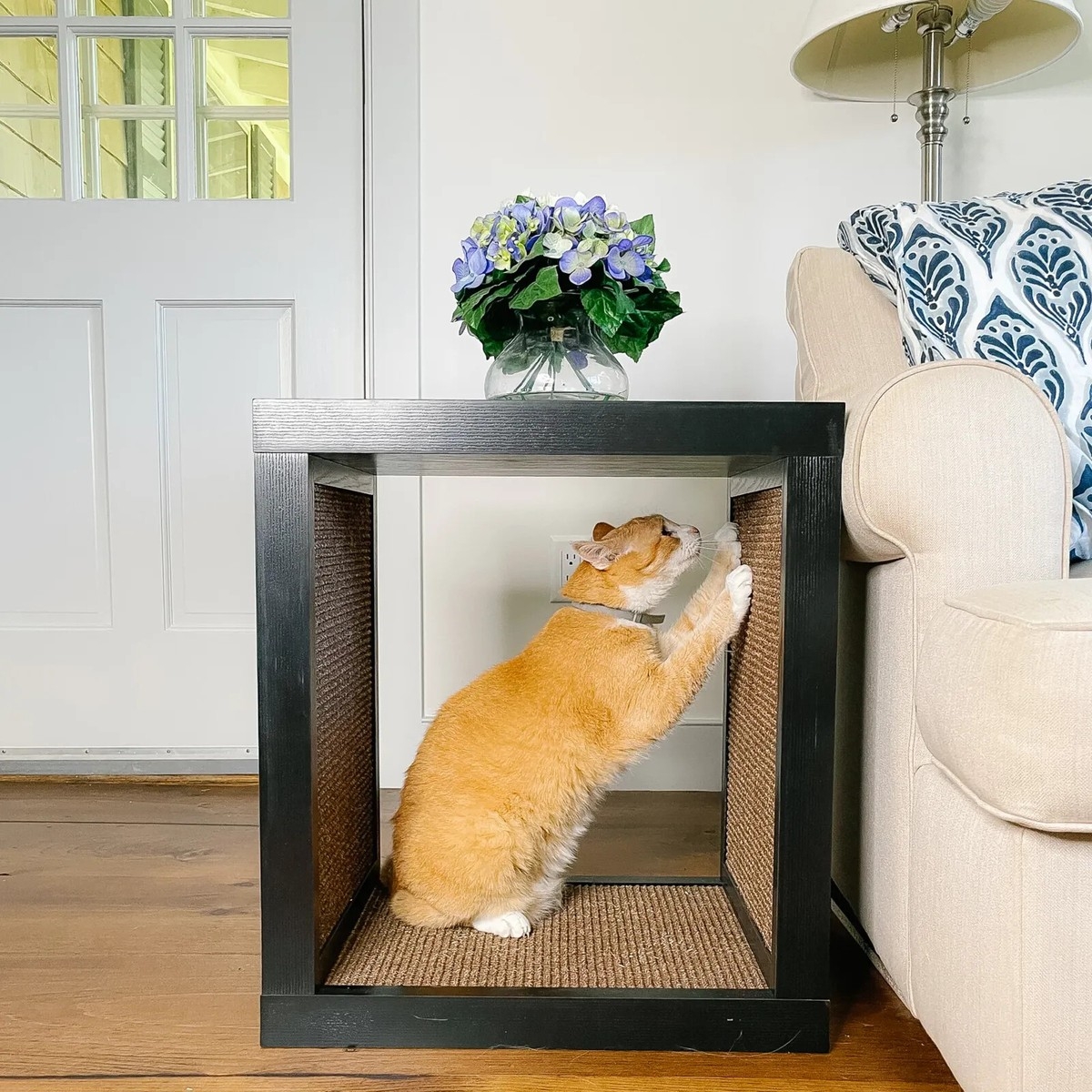 End Table Interior Scratching Pads Espresso Black