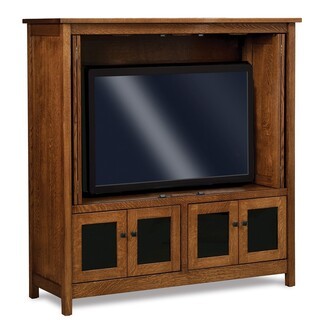 Entertainment Armoire Mission Wood Pocket Glass Panes