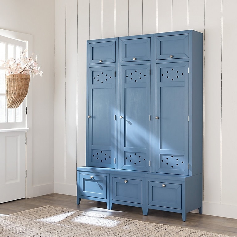 Entry Cabinet Modular Set in Slate Blue with Perforated Panels