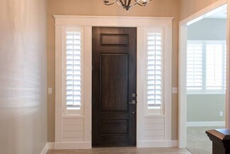 Entry Door Craftsman Trim Plantation Shutters Sidelights