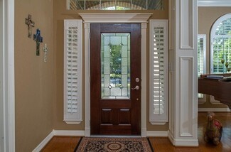 Entry Door Fluted Casing Leaded Glass Insert Sidelights