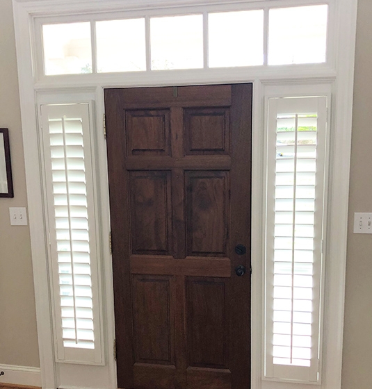 Entry Door Transom Window Six Panel Wood Door Shutters