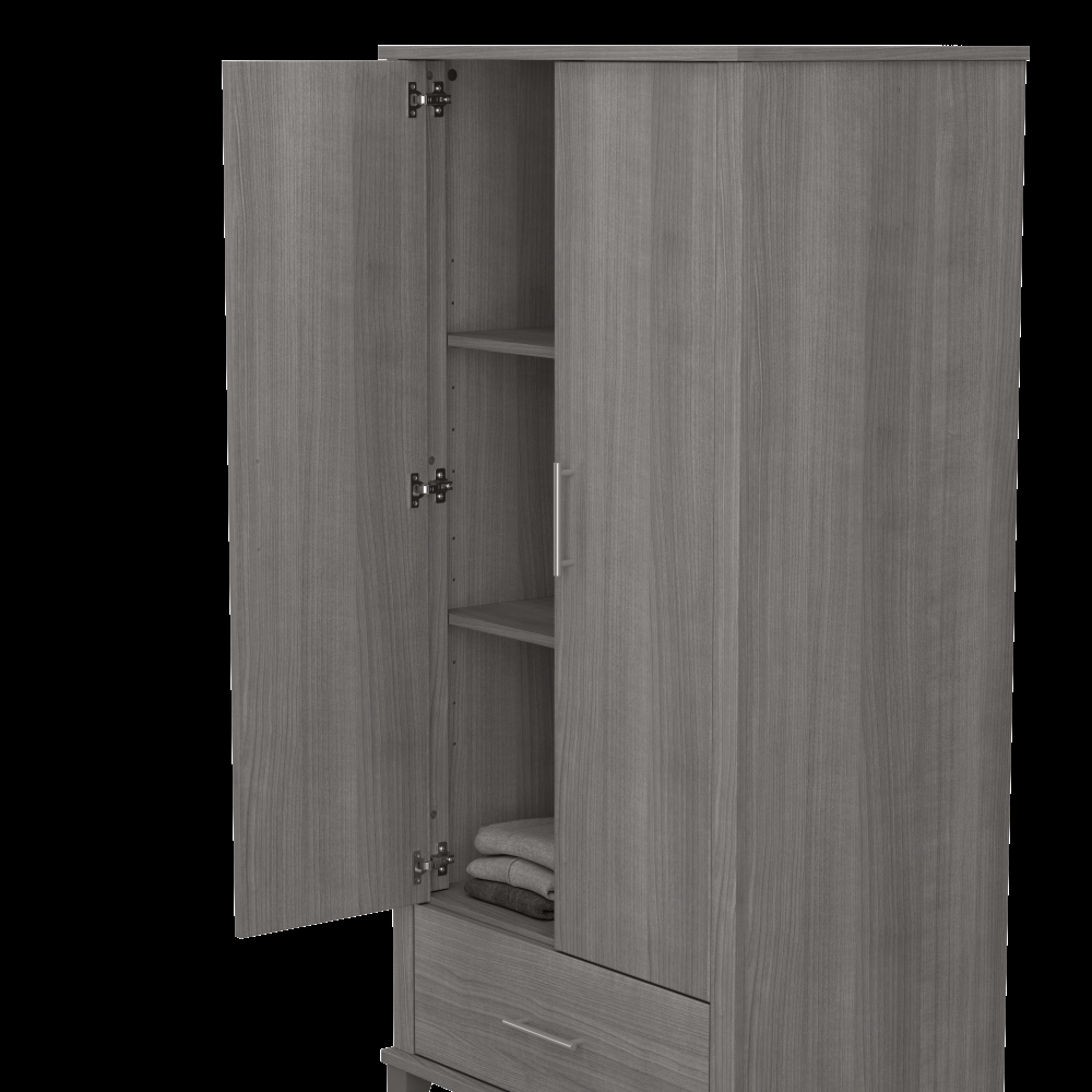 Entryway Cabinet Ash Gray Bottom Drawer Gray Wood Grain Unit