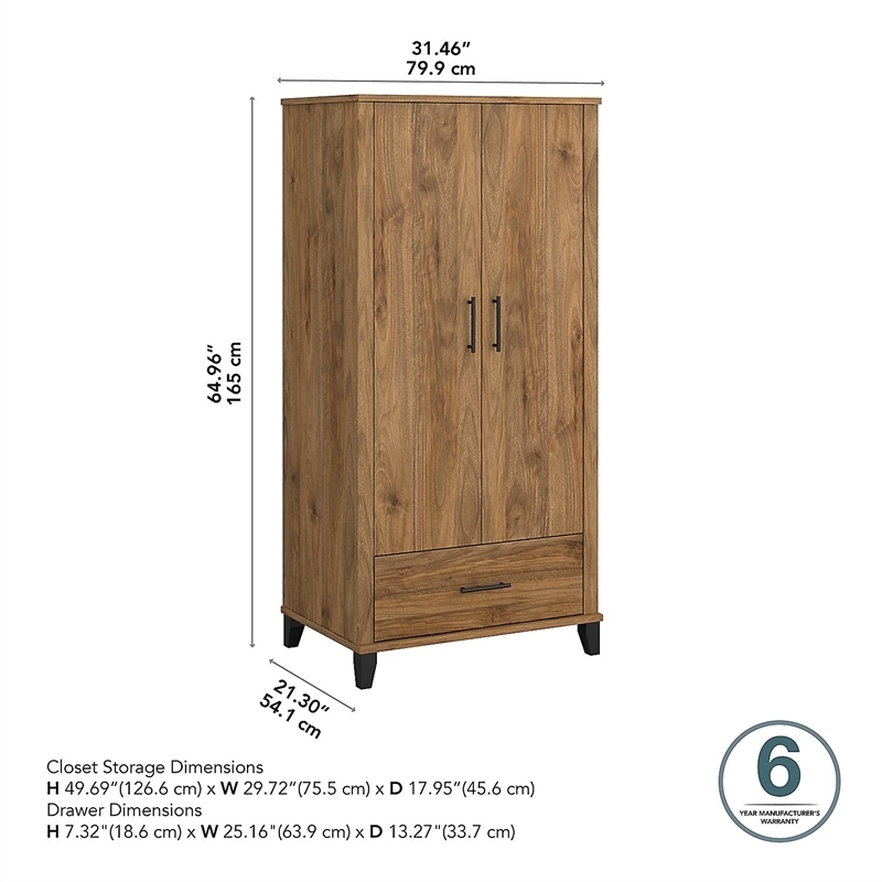 Entryway Cabinet Fresh Walnut Slim Black Hardware Wood Armoire