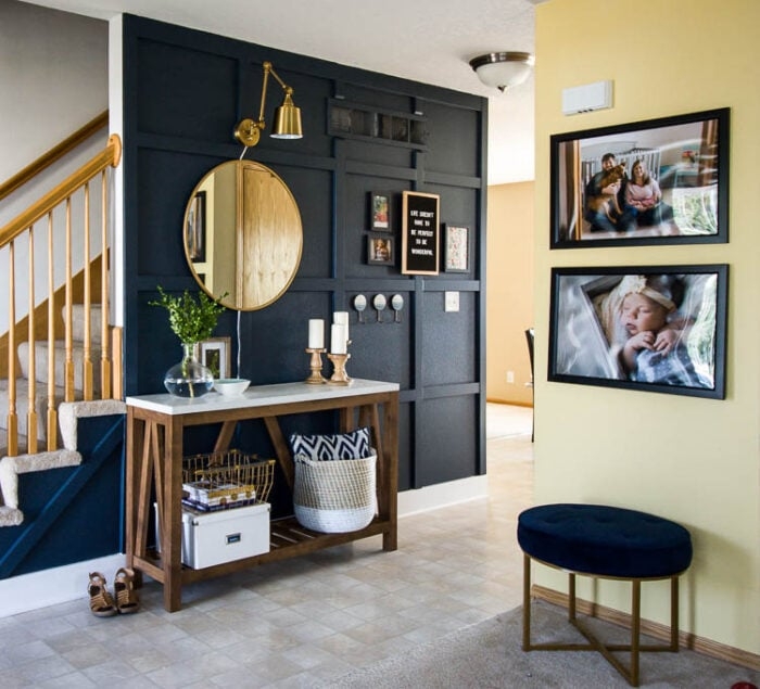 Entryway Console Navy Board And Batten Wall Modern Farmhouse