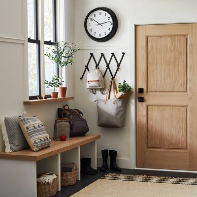 Entryway Set with Accordion Wall Rack and Oversized Black Wall Clock