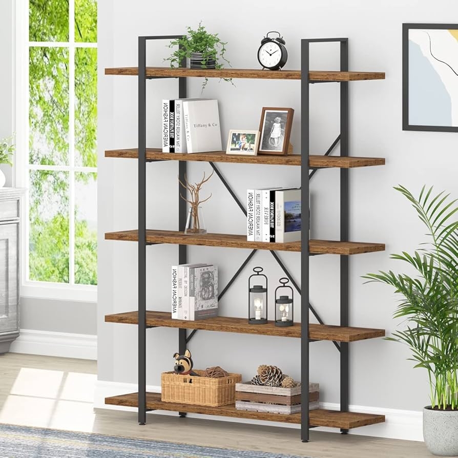 Etagere Bookshelf X-Brace Support Farmhouse Display Rack