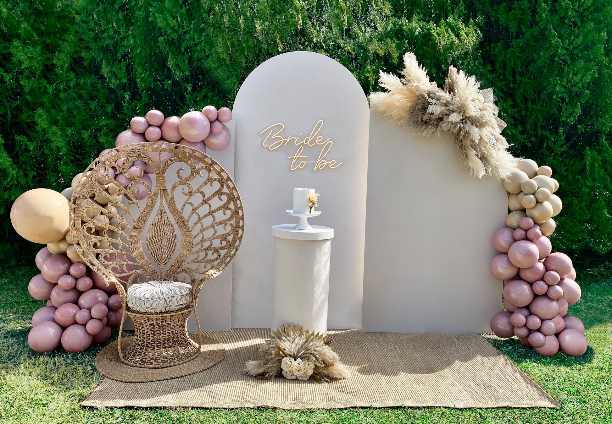 Event Backdrop Mauve Balloons Boho Bridal Shower Backdrop