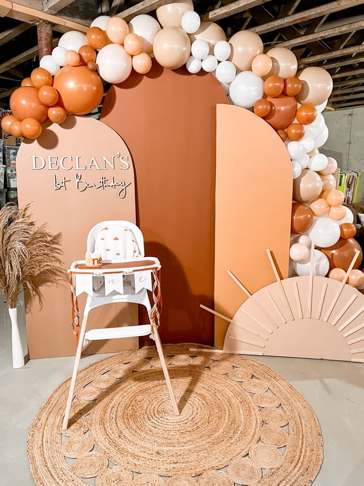 Event Backdrop Wooden Sunburst First Birthday Party Decor