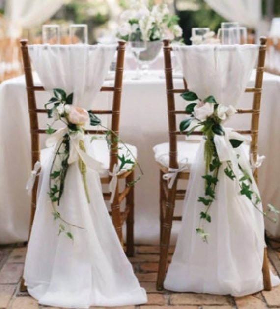 Event Chair Wood Chiavari with Floral Tie Back Decor