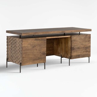 Executive Desk with Carved Side Panels and Floating Top