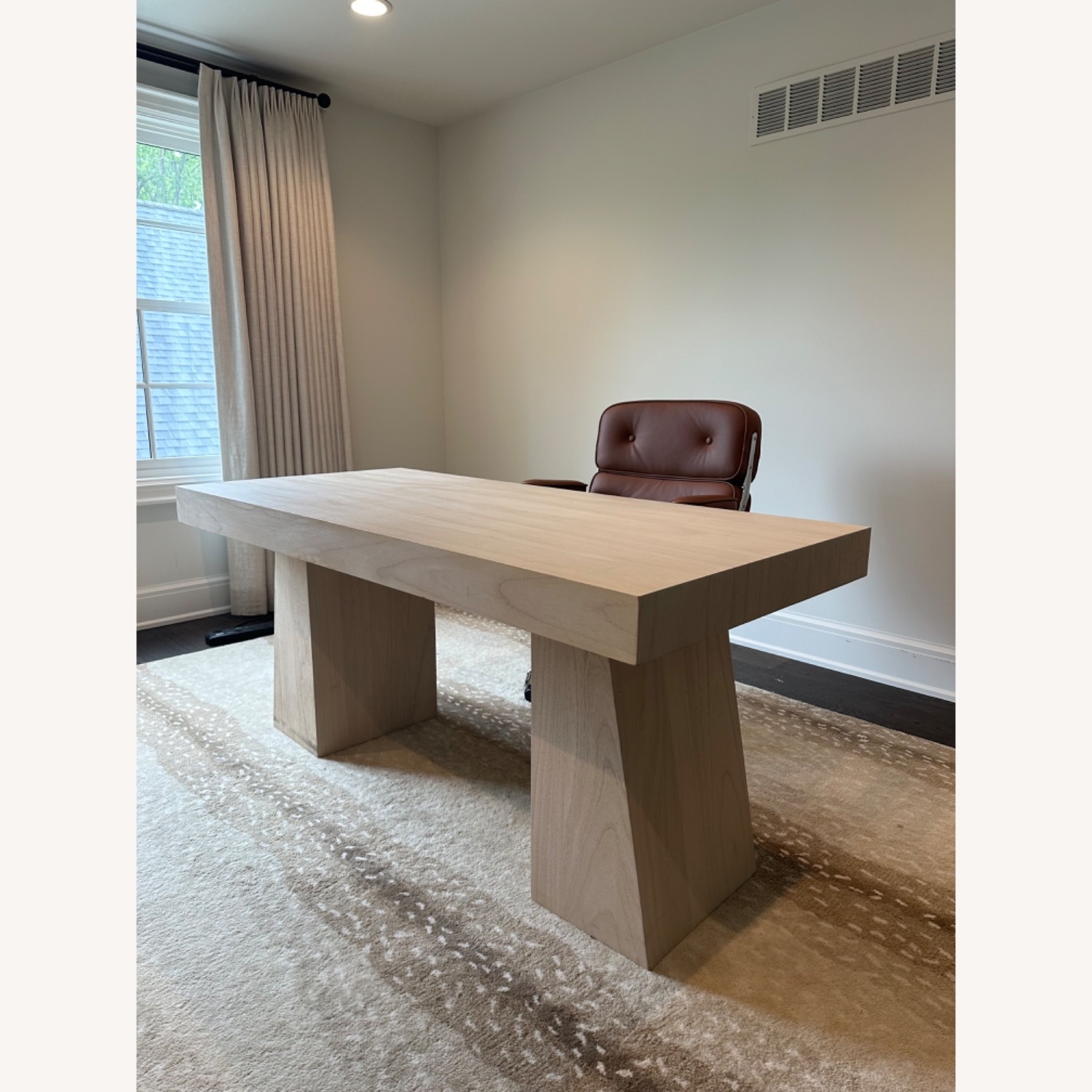 Executive Desk with Thick Slab Top and Pedestal Base Desk