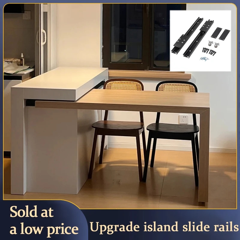 Extendable Kitchen Island: Retractable Mechanism Pull-out Breakfast Bar