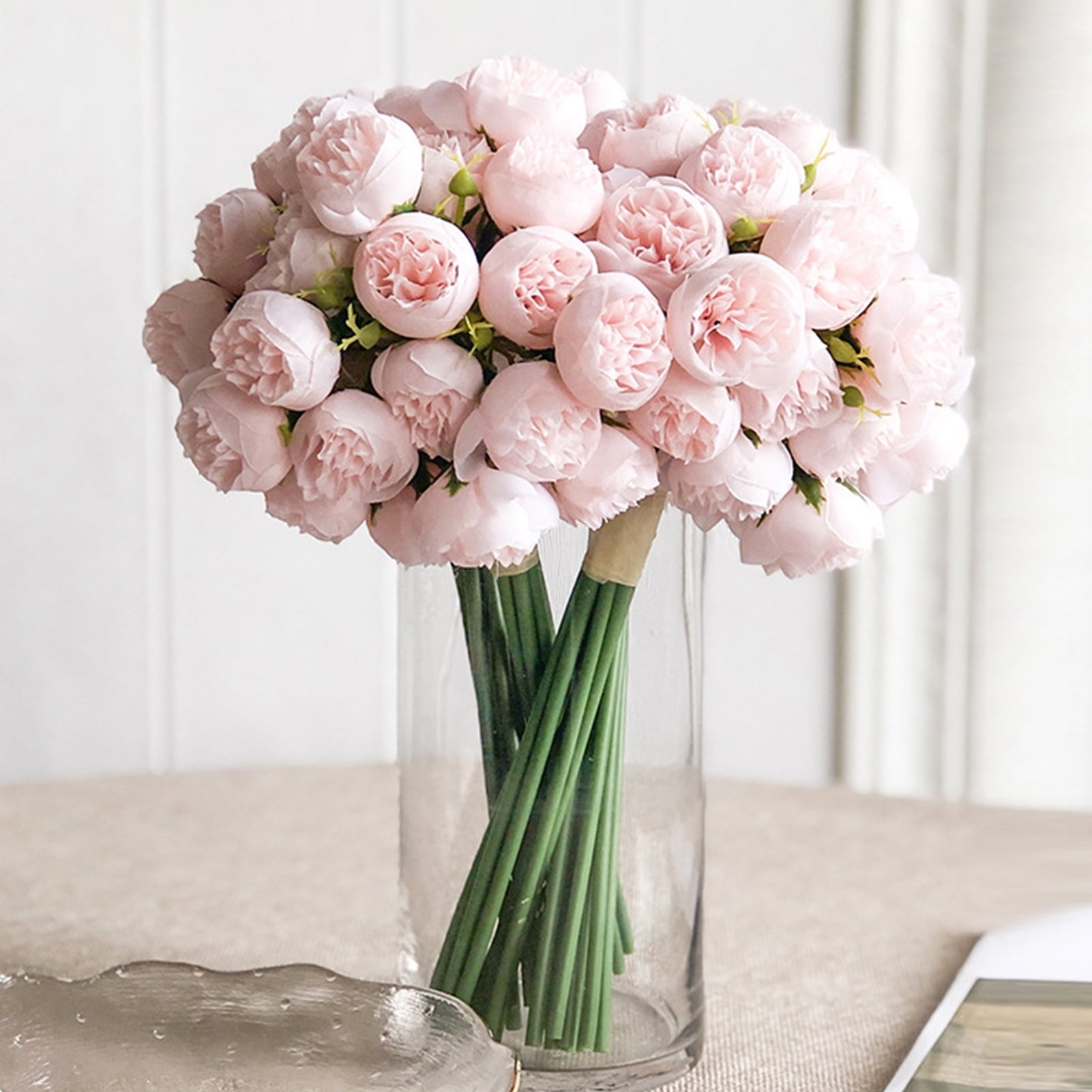 Faux Flowers with Dense 27 Heads and Blush Pink Faux Camellias