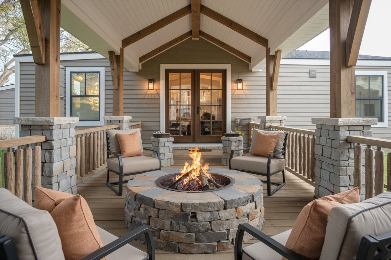 Fire Pit Seating Area Stacked Stone Cozy Fire Pit Porch