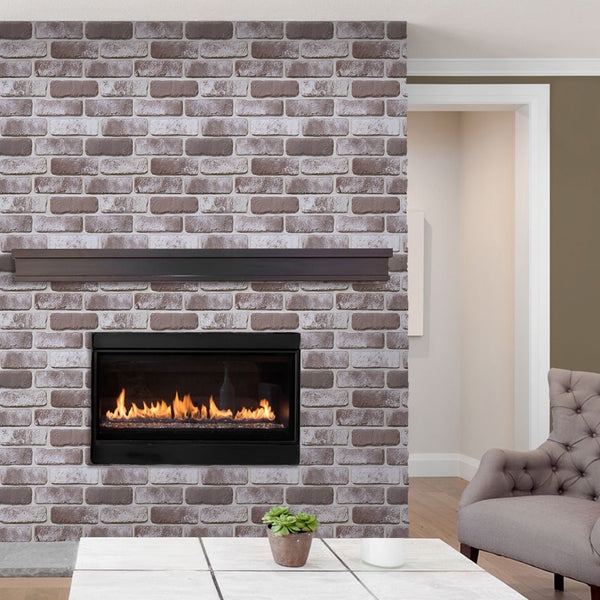 Fireplace Distressed Brick Facade Distressed Brick Accent Wall