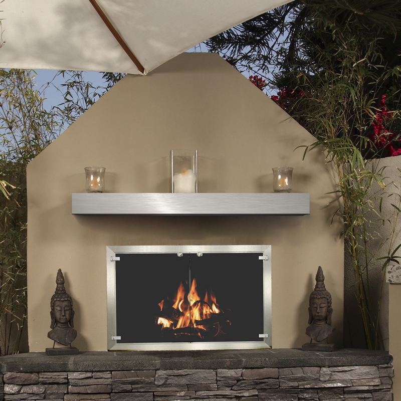 Fireplace Mantel: Brushed Stainless Steel Mantel Floating Shelf