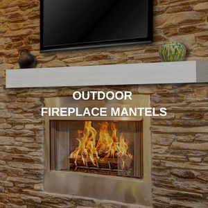 Fireplace Mantel: Floating Outdoor Mantel Stacked Stone Wall
