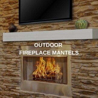 Fireplace Mantel: Floating Outdoor Mantel Stacked Stone Wall