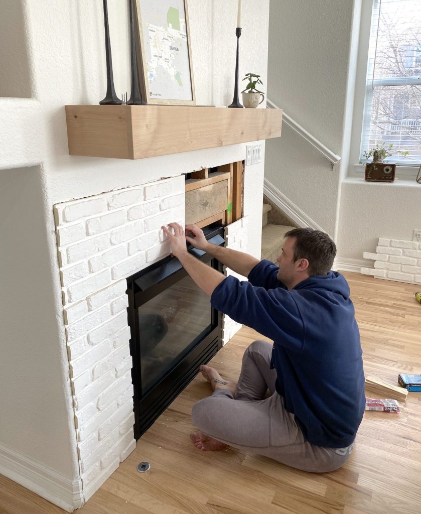 Fireplace Mantel Floating Wood Mantel Modern Farmhouse Makeover