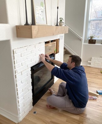 Fireplace Mantel Floating Wood Mantel Modern Farmhouse Makeover