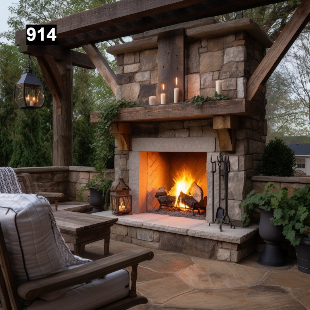 Fireplace Mantel: Heavy Timber Corbel Design Reclaimed Wood Look
