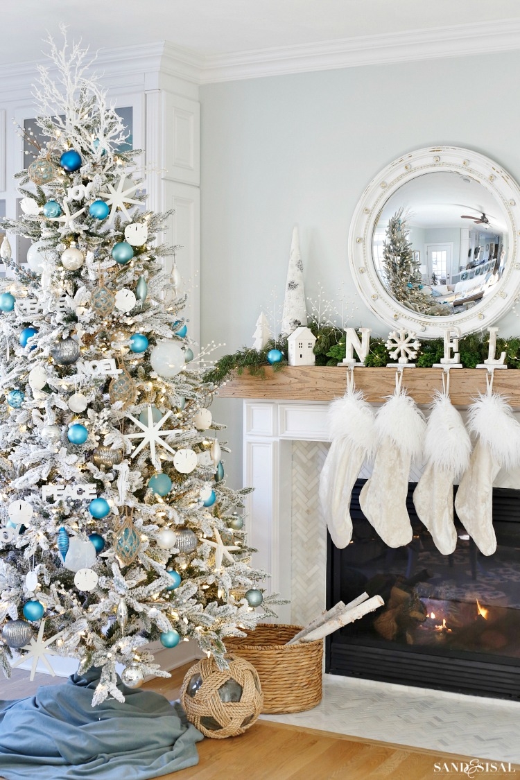 Fireplace Mantel with Nautical Elements and Coastal Decor