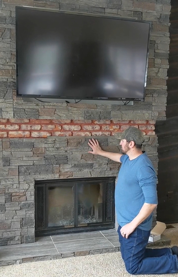 Fireplace Surround Gray Stone Overlay Faux Stone Remodel Idea
