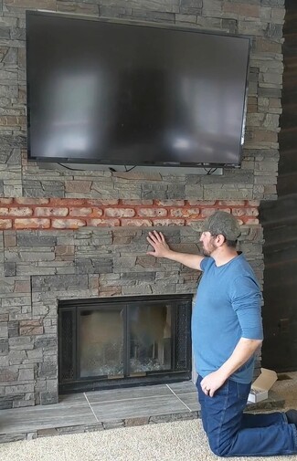 Fireplace Surround Gray Stone Overlay Faux Stone Remodel Idea
