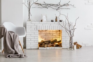 Fireplace Surround Whitewashed Brick Texture Scandi Style Hearth