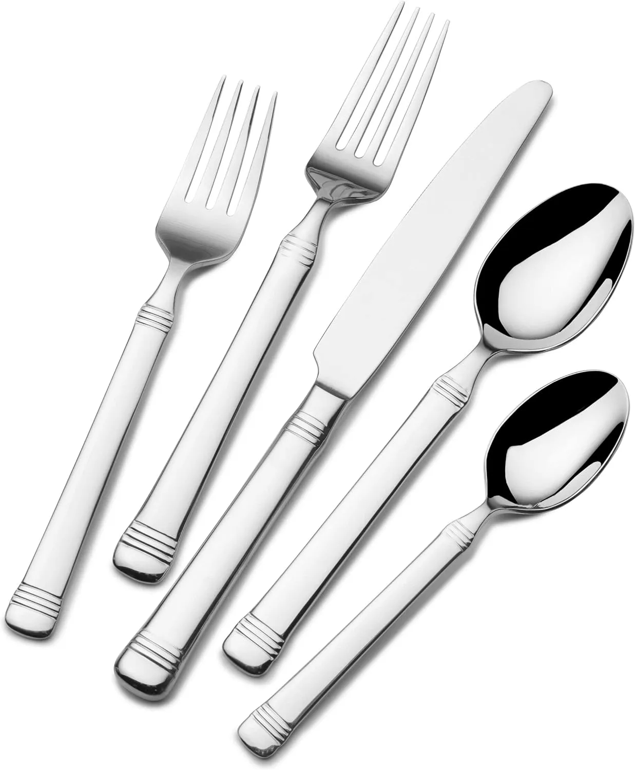 Flatware Set Ribbed Bolster and Mirrored Finish Cutlery