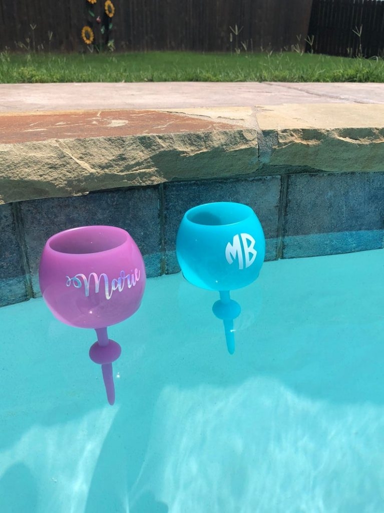 Floating Wine Glass Weighted Submerged Stem Monogrammed Outdoor Stemware
