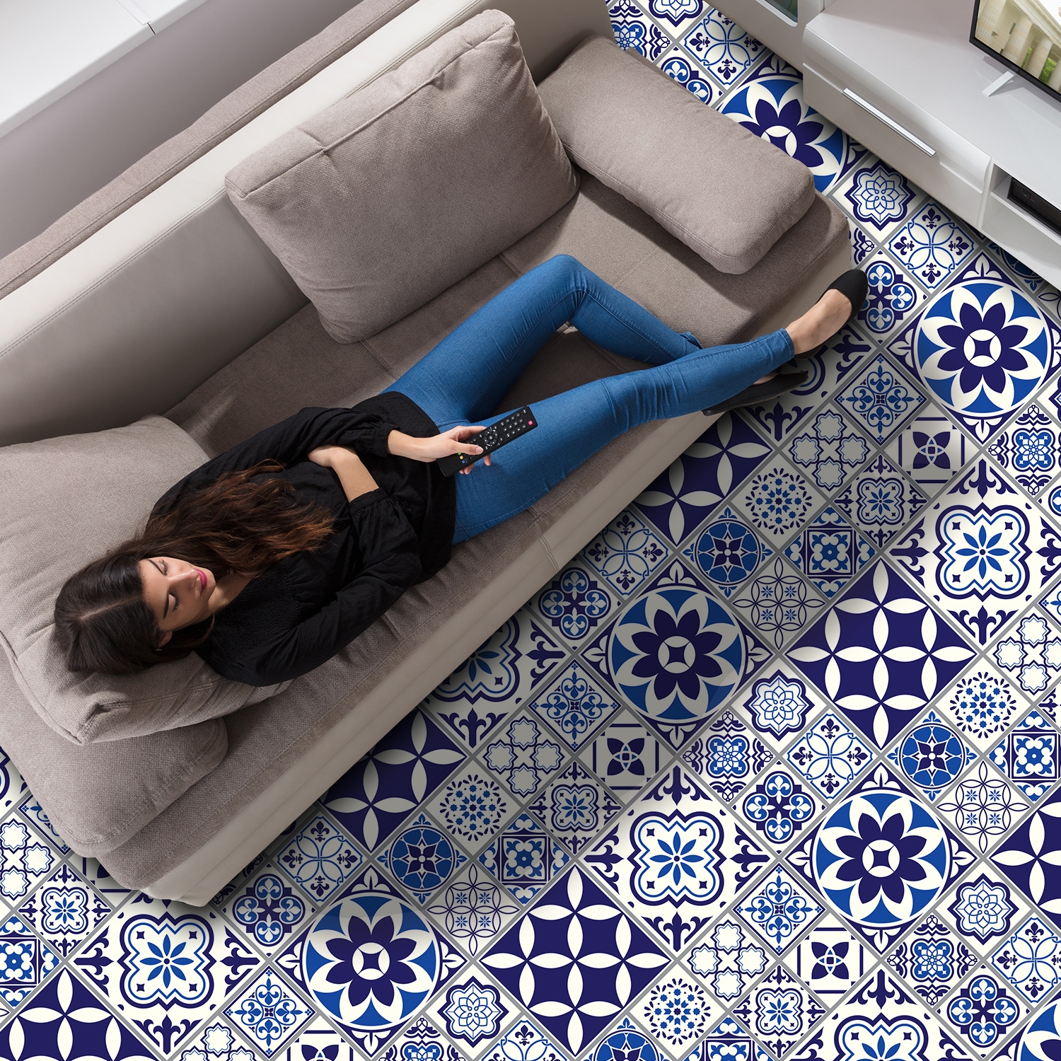 Floor Sticker Spanish Moroccan Mix Tile Floor Decals