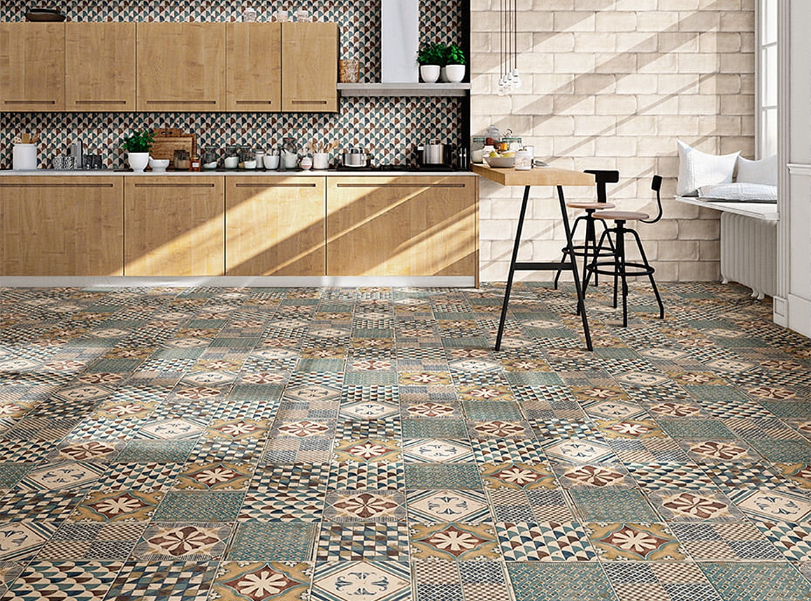 Floor Tile Patchwork Mosaic Esenzia Series Patchwork Floors