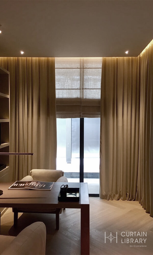 Floor-To-Ceiling Curtains Warm Beige Hidden Recessed Track