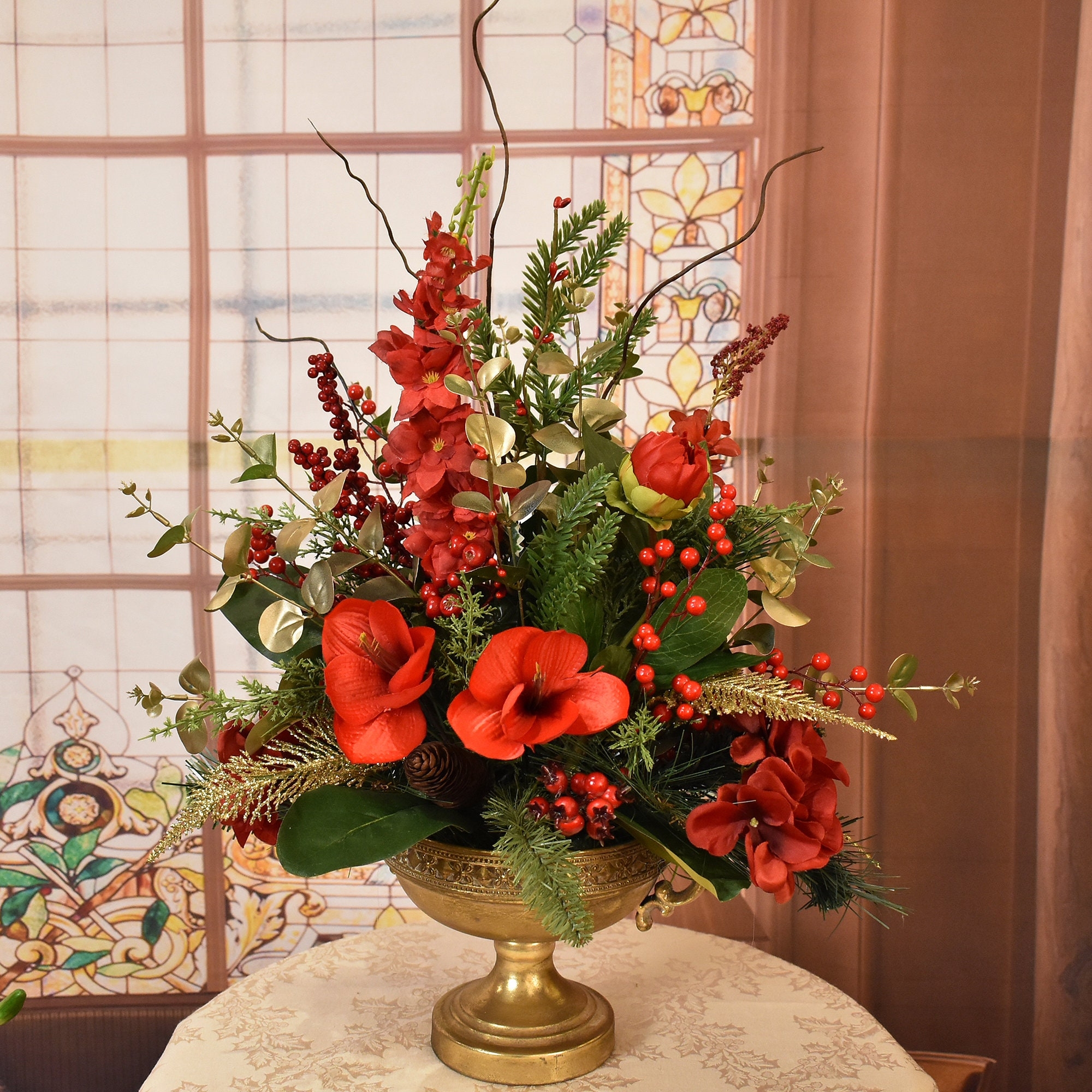 Christmas Flower Arrangements Artificial