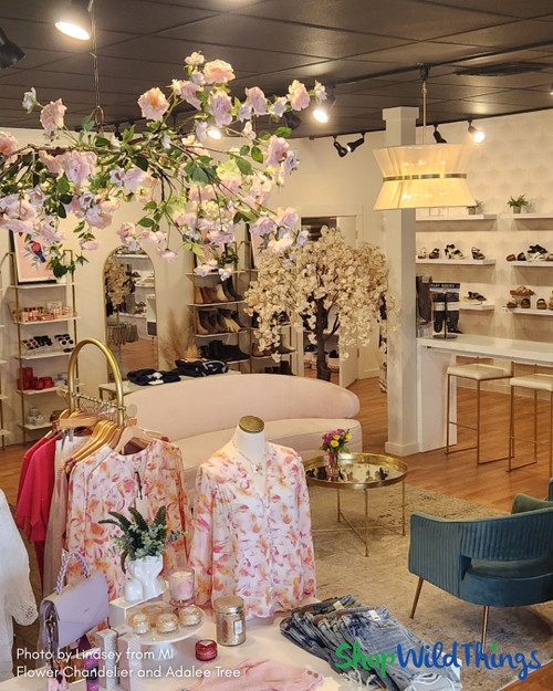 Floral Chandelier Hanging Rose Canopy and Ceiling Installation