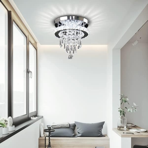 Flush Mount Chandelier: Radial Glow Tiered Rings Pendant