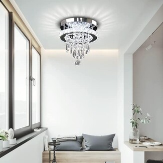 Flush Mount Chandelier: Radial Glow Tiered Rings Pendant