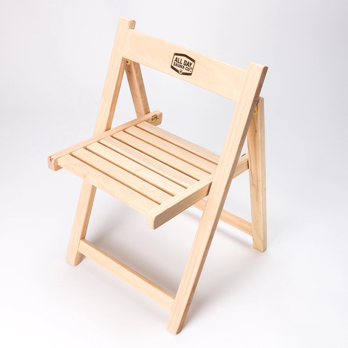 Folding Chair: Light Wood Slatted Seat Minimalist Spa