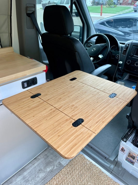 Folding Table: Bamboo Tri-Fold Top Space-Saving Van Interior