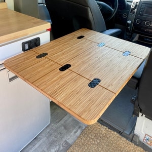 Folding Table: Multi-Panel Butterfly Hinges Bamboo Camper Table