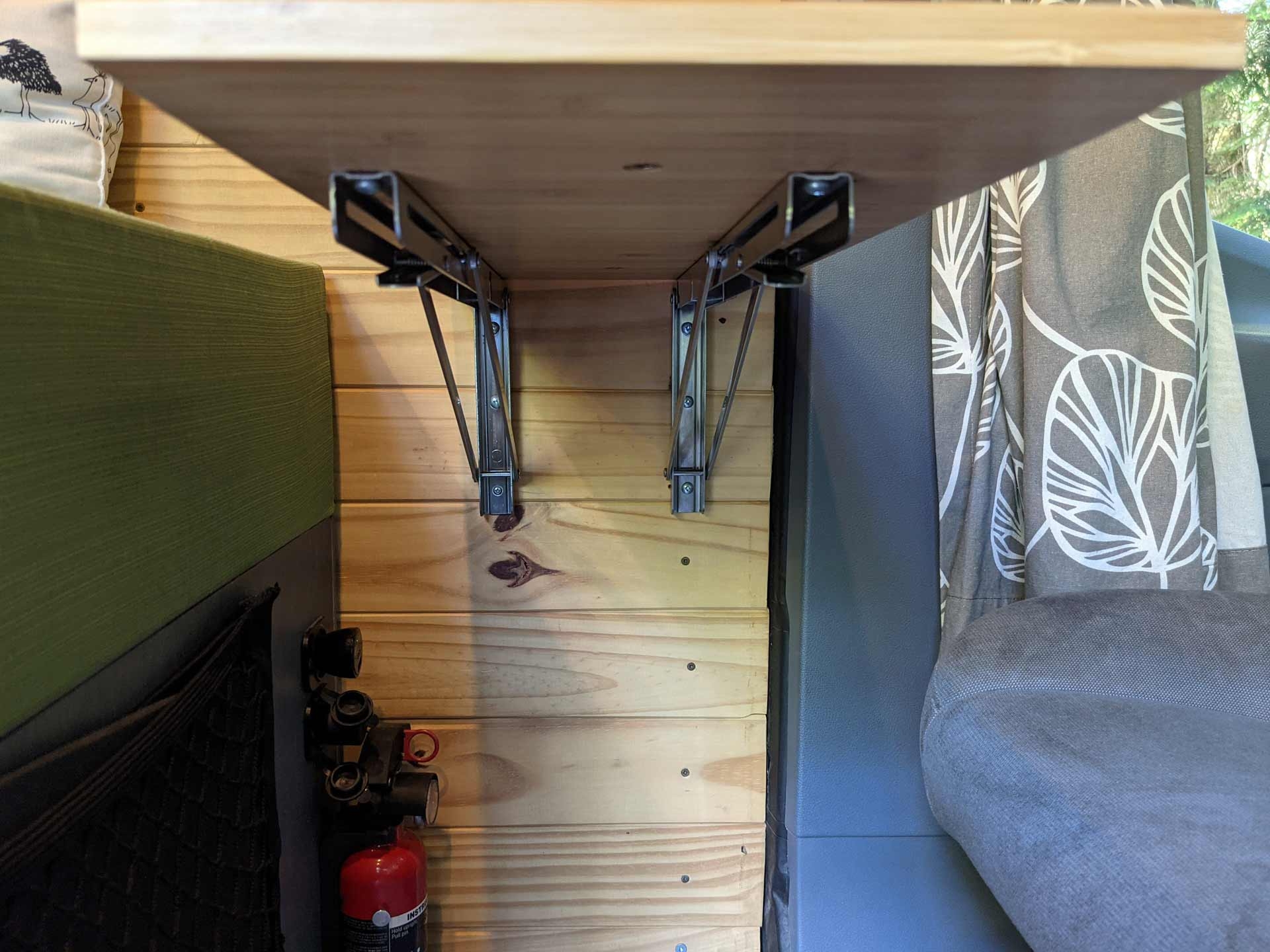 Folding Table: Wall Mounted Steel Brackets Van Life Table