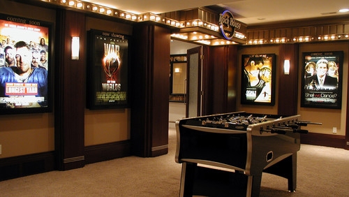 Foosball Table: Cinematic Marquee Bulb Lighting and Black Finish