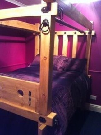 Four Poster Bed: Heavy Timber Bondage Bed with Rings
