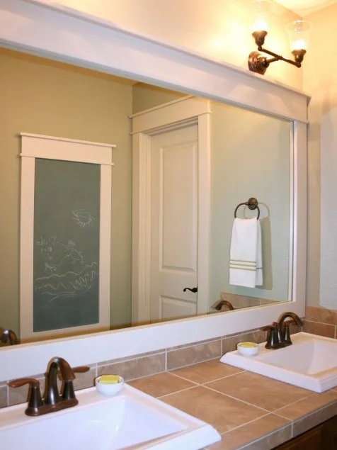 Framed Bathroom Mirror with Chunky White Frame for Easy DIY Styling