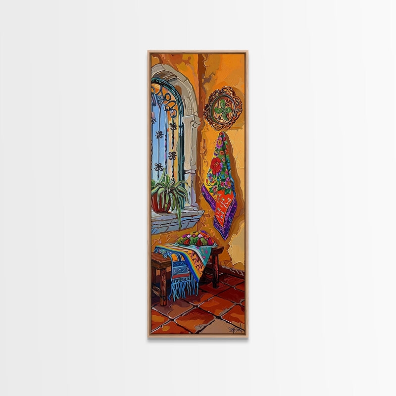 Framed Canvas Art: Mexican Folk Art Southwestern Still Life