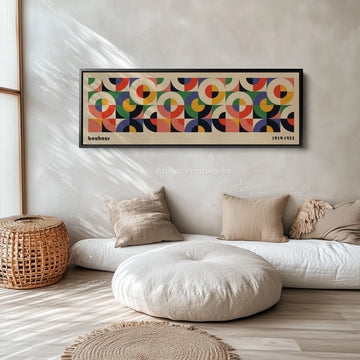 Framed Horizontal Wall Art Bauhaus Geometric Circles