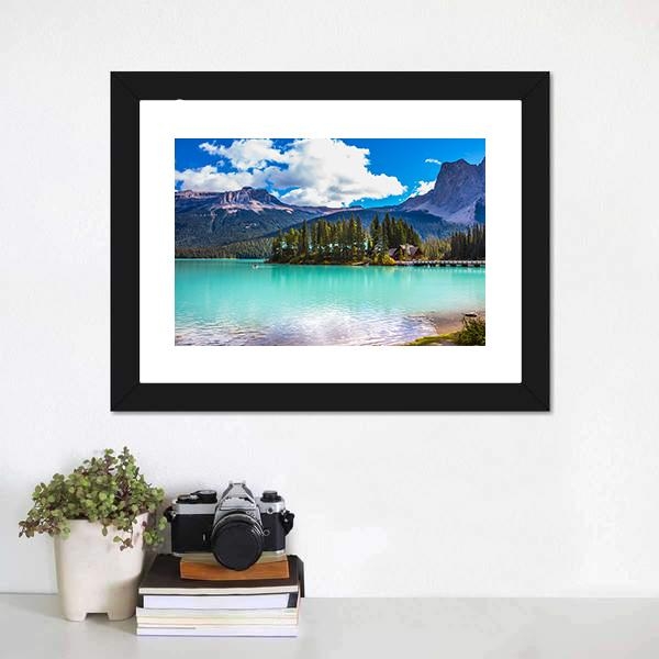 Framed Wall Art Emerald Lake Landscape for Minimalist Home