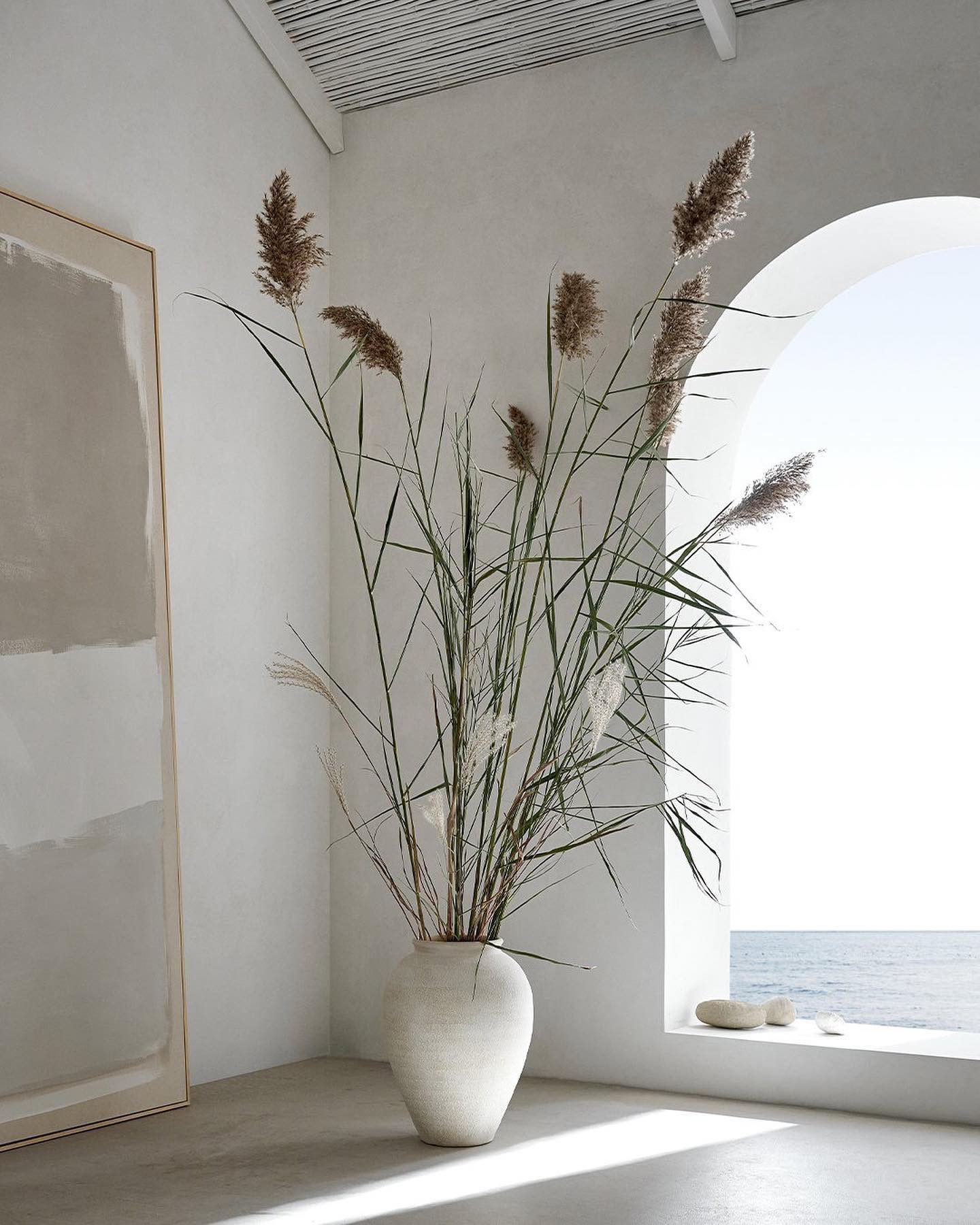 Framed Wall Art Oversized Scale Raw Canvas Mediterranean Decor